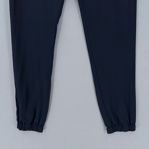 NILI LOTAN Silk Jogger Pants Womens 2 Dark Navy Tapered Pull On Track Drawstring - Picture 8 of 16